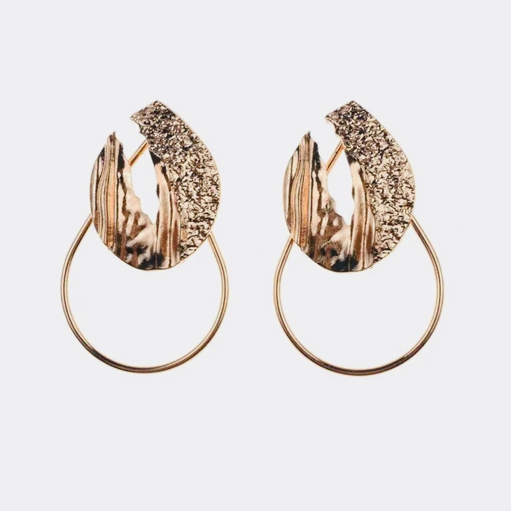 Zara Gold Textured Hoop Earrings